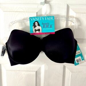 Vanity Fair underwire full coverage strapless bra Straps included. Black 38D NWT